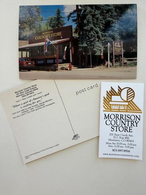 Morrison Country Store postcard and business card featuring Rolf Paul’s logo design.