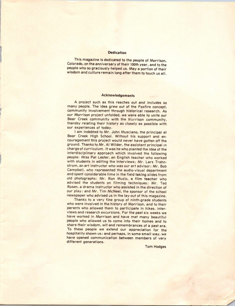 Dedication and acknowledgements page from Falcon Wing.