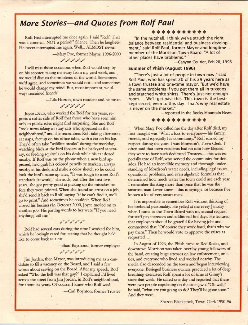 Page 6 — “More Stories — and Quotes from Rolf Paul.”