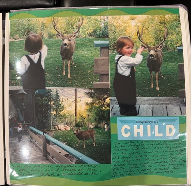 Vivian with the buck that came to the yard at the sanctuary