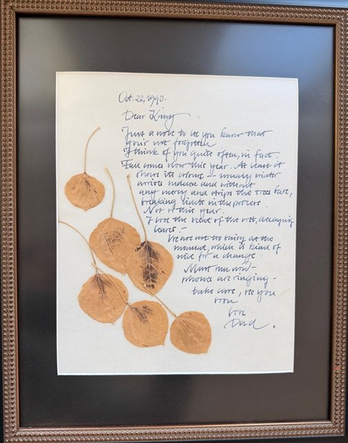 A 1990 letter from Rolf Paul with pressed leaves